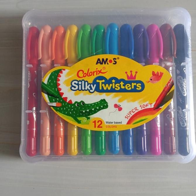 

crayon amos colorix silky twisters 3 in 1 12 colors / warna ori korea