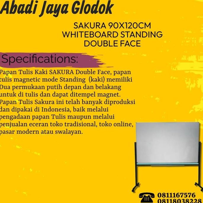 

Sakura 90X120Cm Whiteboard Standing Double Face New Stok