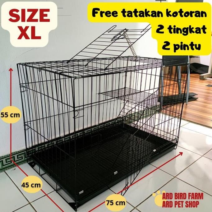 Kandang Kucing Kelinci Size Xl Besi Lipat Jumbo Ukuran 75 2 Tingkat