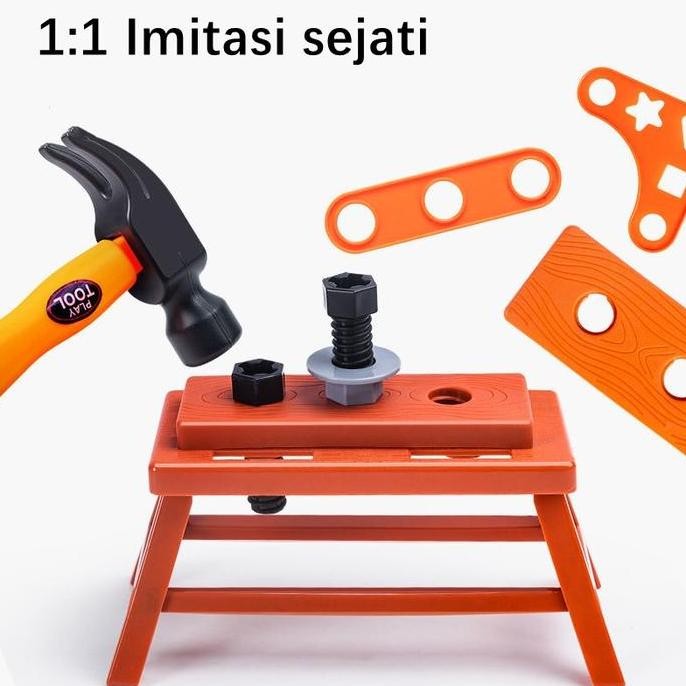 Promo / Terlaris Mainan Kotak Perkakas Set Alat Perawatan Bor Listrik Alat Obeng Mainkan Mainan Ruma