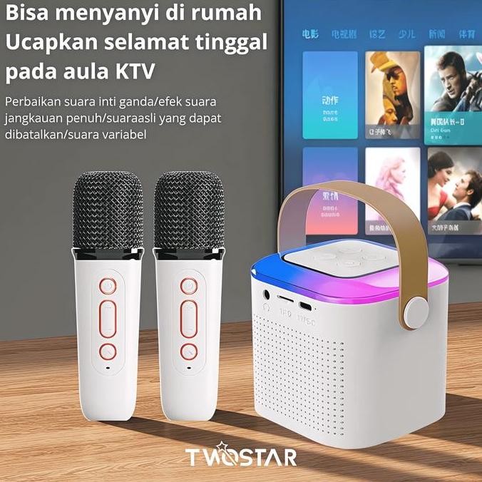 BARU TWOSTAR TS-10 MIC SPEAKER BLUETOOTH KARAOKE WIRELESS 2 MIC TANPA KABEL