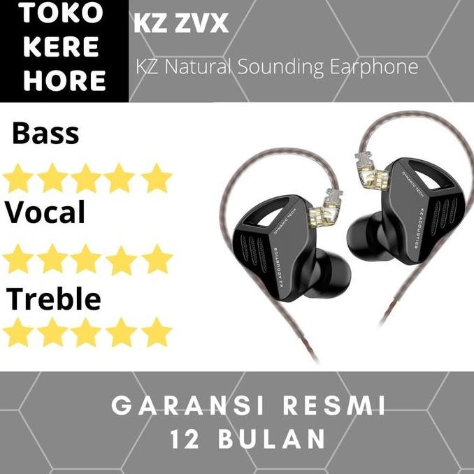 BARU KZ ZVX IN-EAR METAL EARPHONE + MIC | HEADSET GAMING BASS ORIGINAL