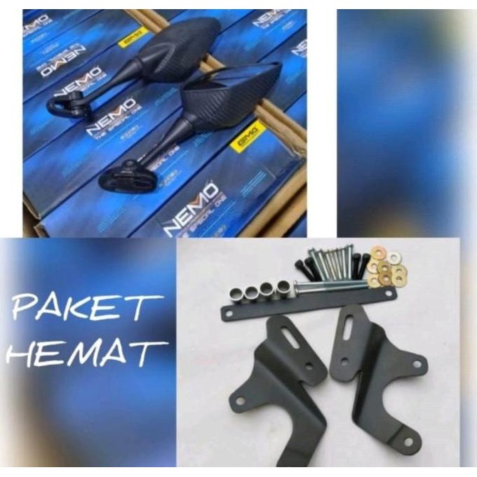 Produk Baru!! Bracket Dudukan Spion XMAX 250 + Spion R25 Pendek Serpo Touring CNC