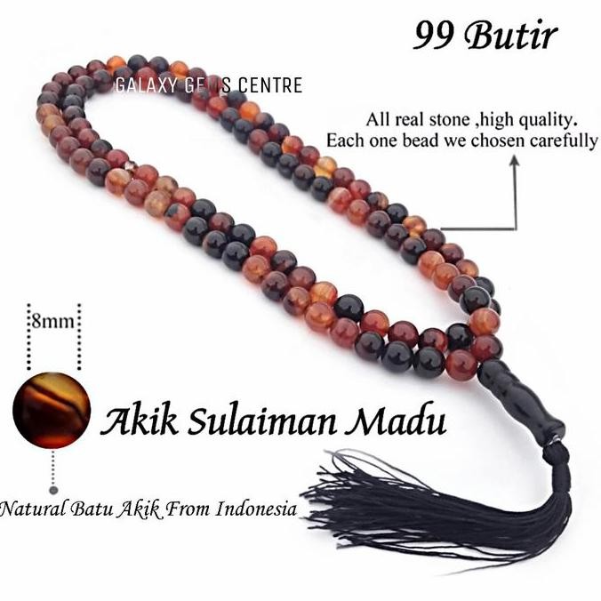 

TERMURAH TASBIH BATU AKIK SULAIMAN MADU 99 BUTIR 8MM NATURAL ASLI GARANSI