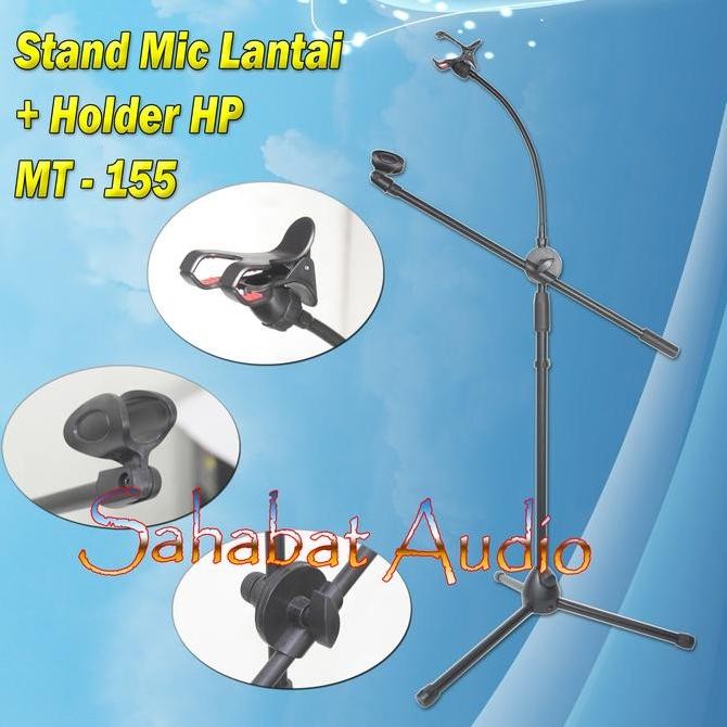 BARU MT155 STAND MIC TRIPOD + HOLDER HP JEPIT - MIC STAND MEJA / LANTAI