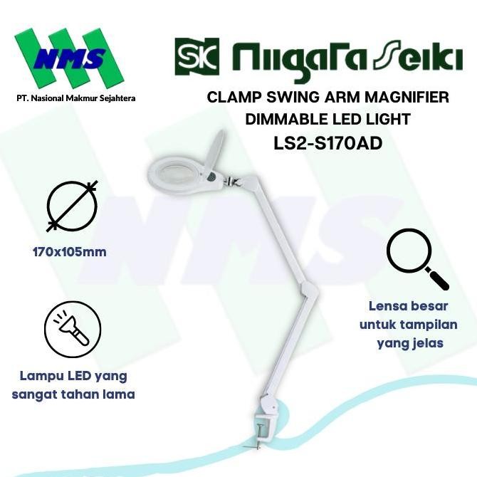 

Kaca Pembesar Niigata Seiki Ls2-S170Ad Clamp Arm Magnifier Led Light New Stok