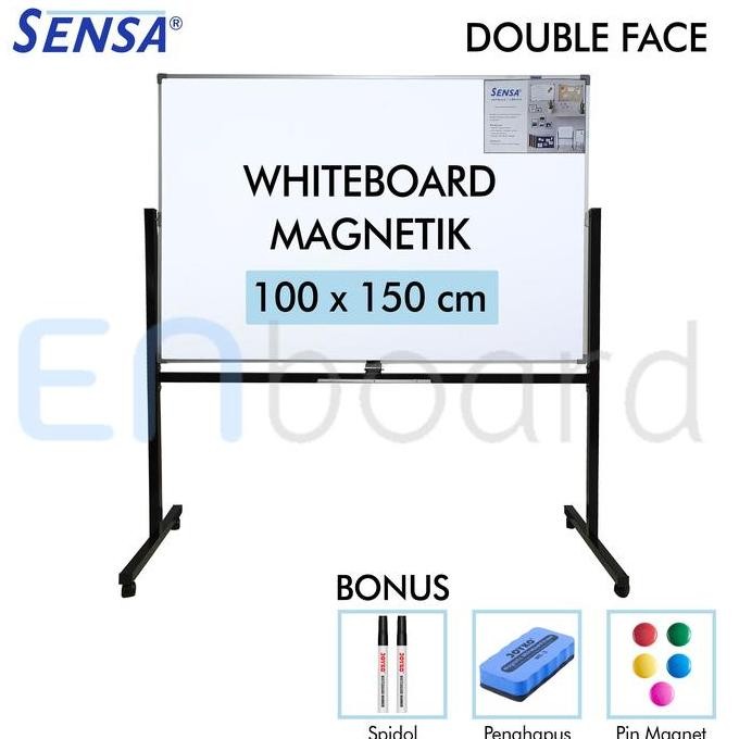 

Papan Tulis Whiteboard Standing Magnet Double Face Sensa 100 X 150 Cm New Stok