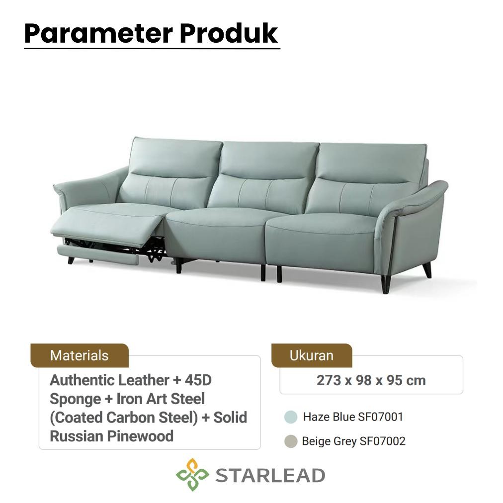 Promo Starlead Recliner Grandeur-Hide Leather Sofa | Sofa Kulit Asli | Genuine Leather | 3 Seater So