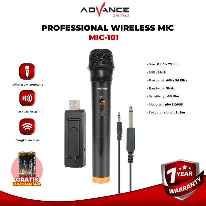 BARU ADVANCE MIC-101 WIRELESS MICROPHONE | MIC TUNGGAL PROFESIONAL WIRELESS ORIGINAL