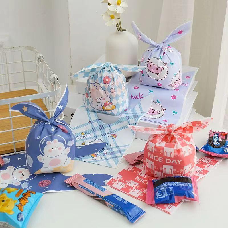 

50Buah Tas Kemasan Snack Kelinci Plastik/Tas Kado Biskuit Ukuran Kecil