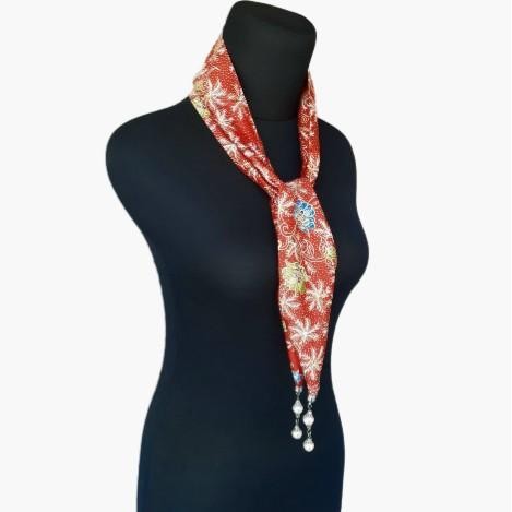 Scarf Semi Sutra | Syal Batik Sutra Merah