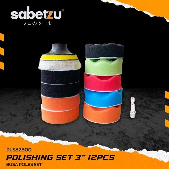 TERBARU BUSA POLES 5 INCH 12PCS PAD POLISHING MOBIL MOTOR SPON WOL