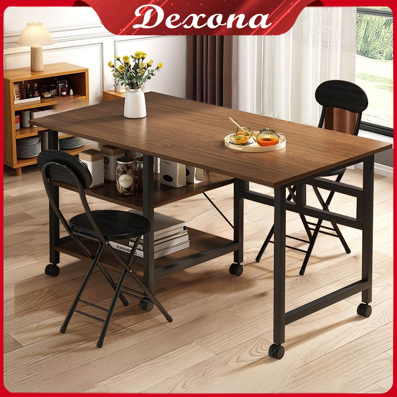 lipat +roda Meja Kerja Meja Belajar Komputer Meja Makan Melipat+Dapat dipindahkan dengan roda cxq