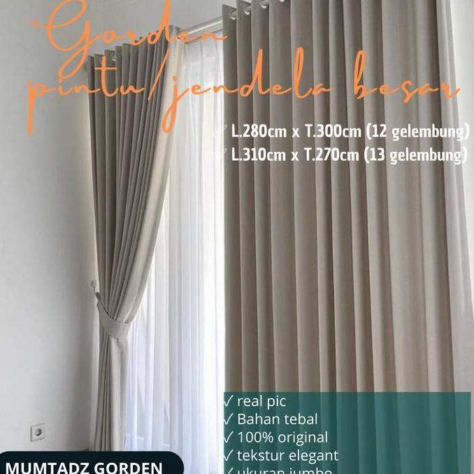 Gorden Blackout Ukuran Jumbo/Tirai Pintu Jendela Besar L.310 T.270 Cm