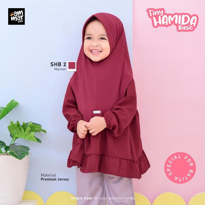 (Expert) Jilbab Sekolah Anak SD Merah Maroon Ammar Kids Hamida Hijab Premium