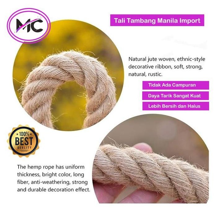

ready Tali Tambang Besar 38mm 40mm Tampar Manila Goni Kapal Dadung Rami