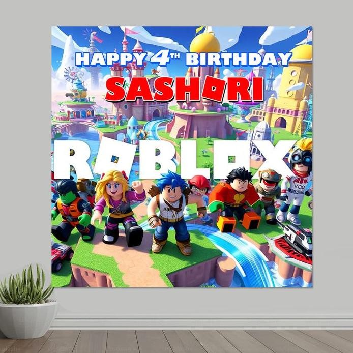 ready Banner Flexi Hiasan Dinding Ulang Tahun / Backdrop - Roblox Boy