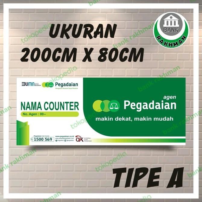ready SPANDUK BANNER AGEN PEGADAIAN UKURAN 200CM X 80CM