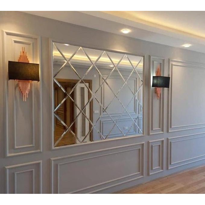 Cermin bevel ready stock tebal kaca 5mm ( packing kayu) kaca bevel