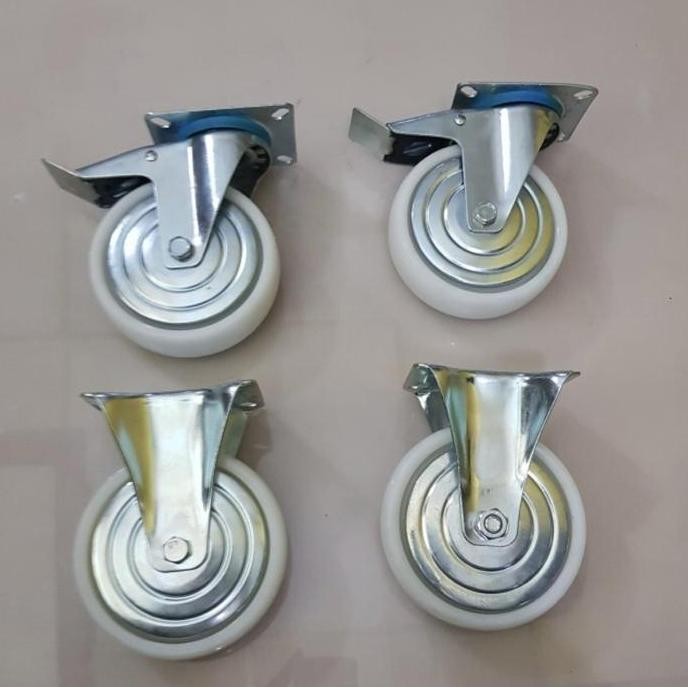 ready roda nilon 6 inch putar rem mati / roda troli 6 inch