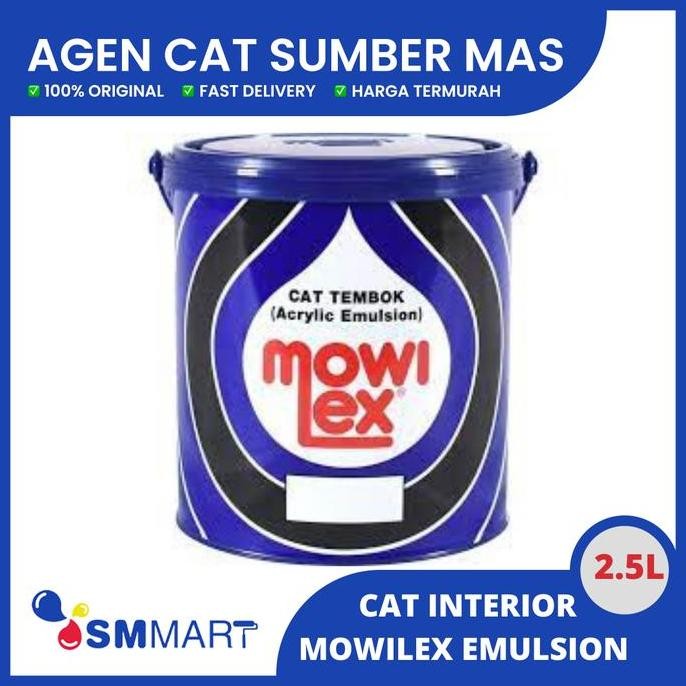 

TERBARU MOWILEX ACRYLIC EMULSION WARNA STANDART / PUTIH E-100 2.5L BISA GRAB!