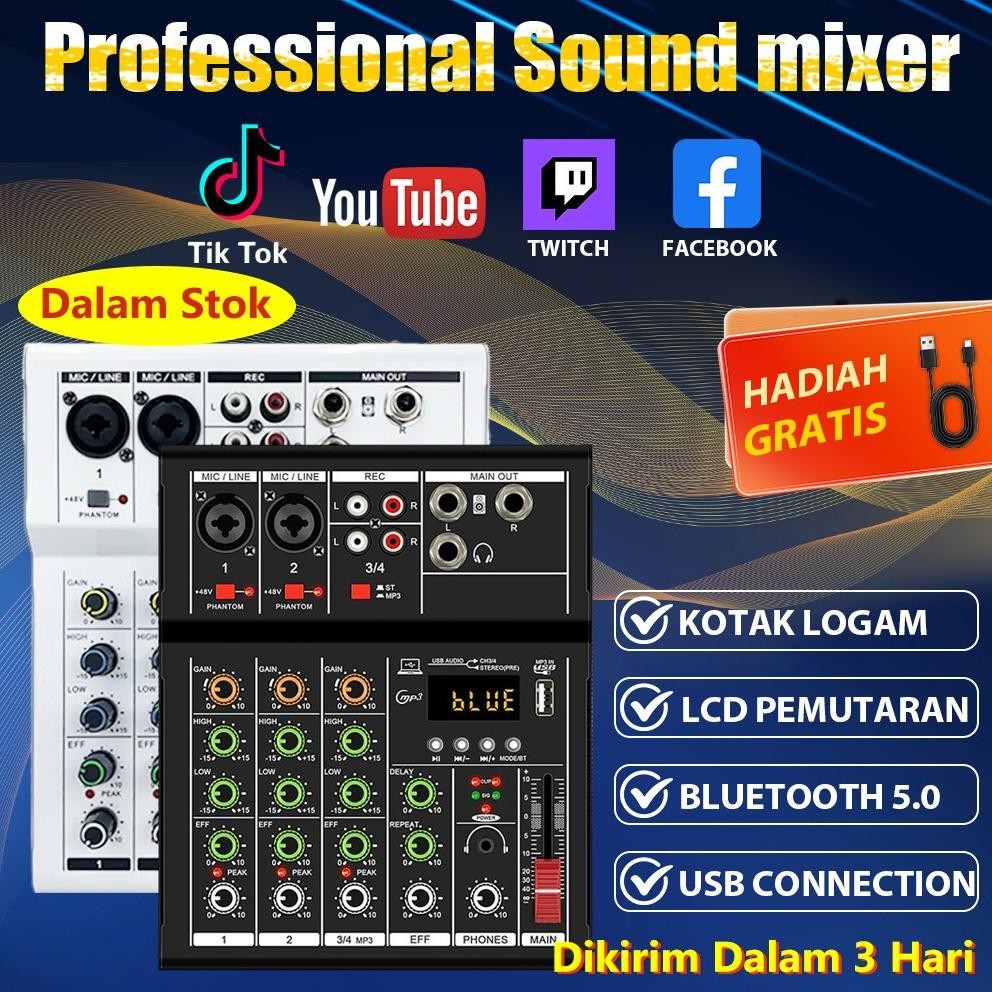 MICO Mixer 4 chanel /mixer audio/mixer 4 chanel murah/mixer mini/Professional Soundcard USB Bluetoot