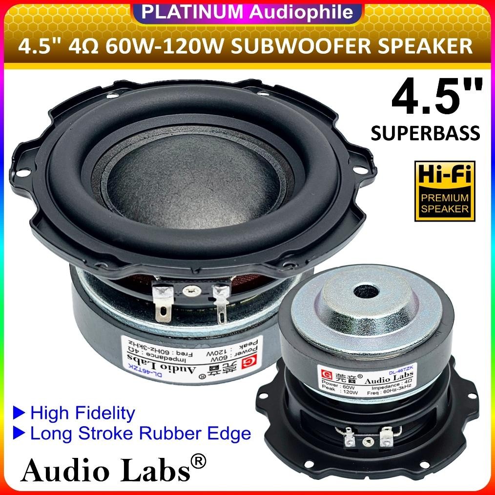 Speaker 4.5 Inch Subwoofer SUPER BASS 60W-120W 4.5" Hifi speker Audiolabs DL-46TZK DiM