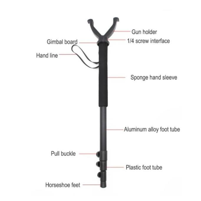 MONOPOD SHOOTING REST GUN RIFLE PCP W/ V-YOKE STICK NO BIPOD TRIPOD