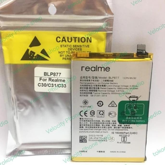 Diskon Baterai Realme C30 C31 C33 Blp877 Original - Battery Hp Realme Ori