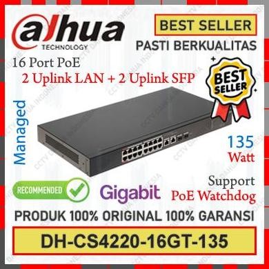Poe Switch Dahua 16 Port 4 Uplink Dh-Cs4220-16Gt-135 Gigabyte Managed Original Ber New Stok