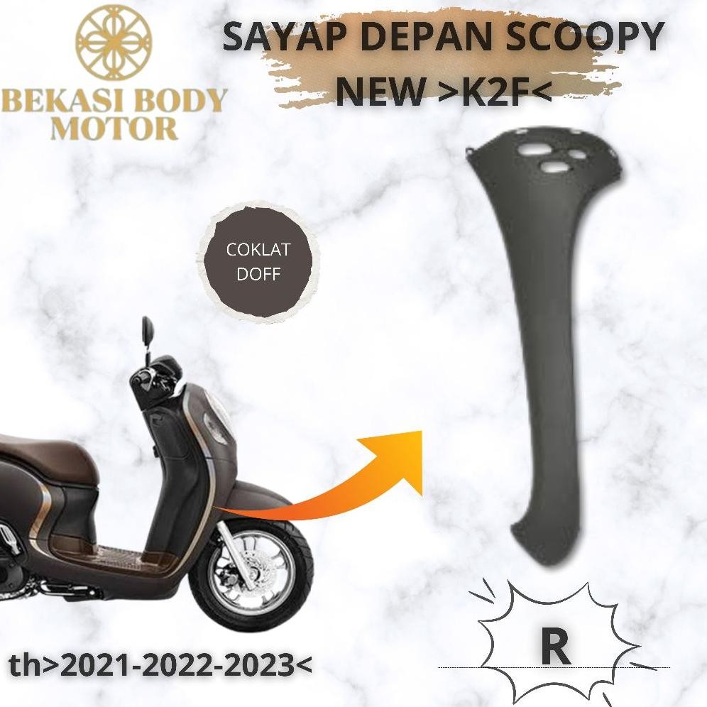 sayap depan samping kanan body scoopy K2F prestig 2021 brown matte coklat doff original