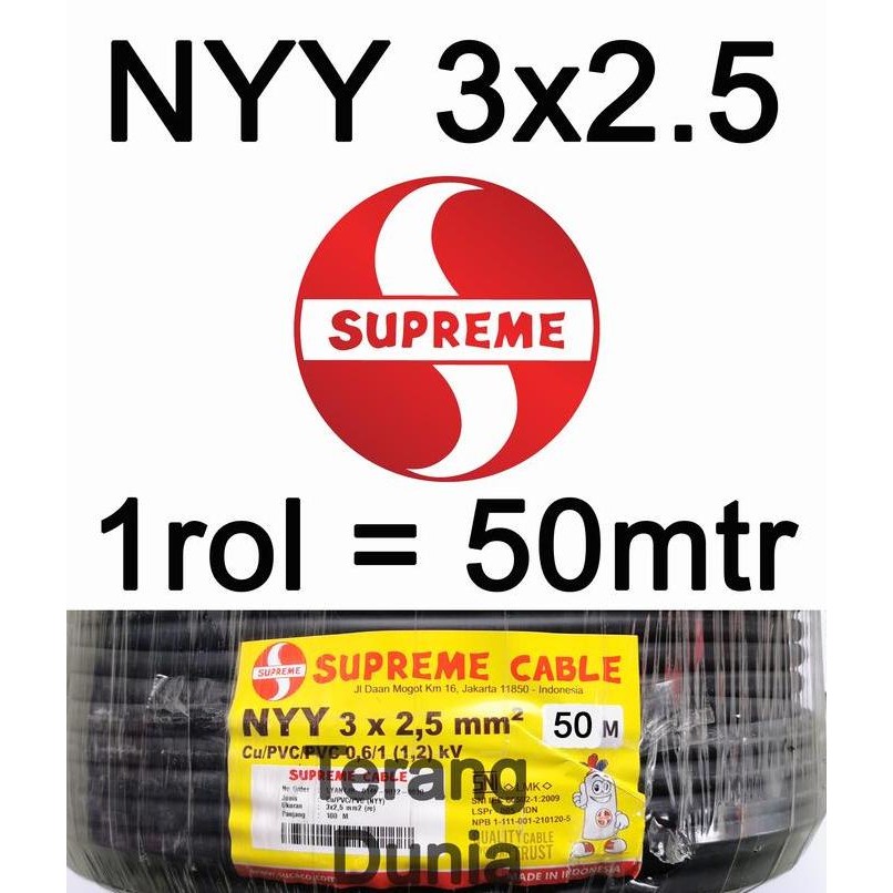 Kabel Nyy 3X2.5 Supreme Kabel Tunggal Hitam 3X2.5 Kabel Supreme Nyy 3X