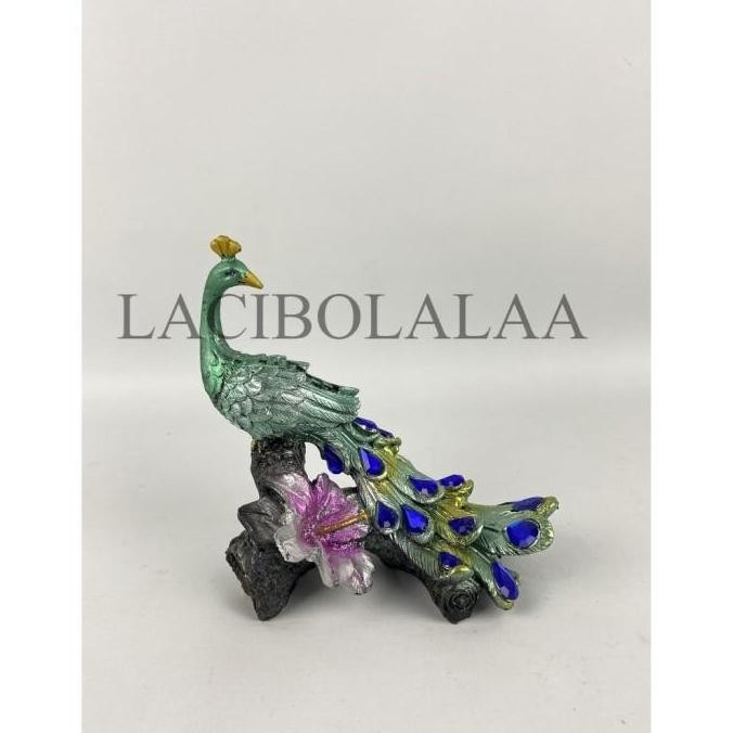 Terlaris Lacibolala Hiasan Pajangan Burung Merak Bahan Resin Ready Stok