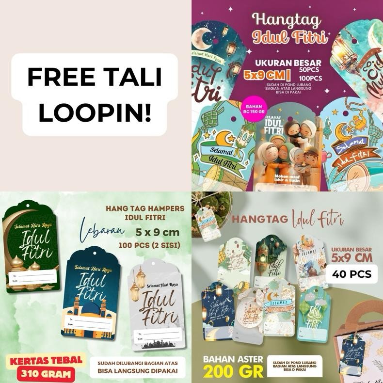 Bisa COD GC27 [Free Tali] 40/50/100pcs Hang Tag Lebaran Idul Fitri Hampers Murah Viral