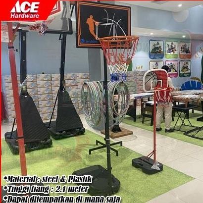 Berwyn Ring Basket Portabel Dewasa-Ring Basket Anak-Set Ring Dan Tiang