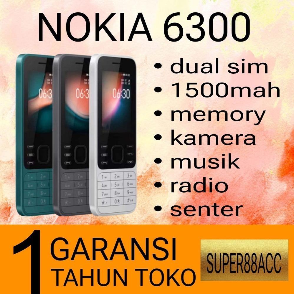 Hp Nokia 6300 Baru [Garansi 1 Tahun] Kamera, Musik, Radio, Senter, Slot Memori, Dual Sim