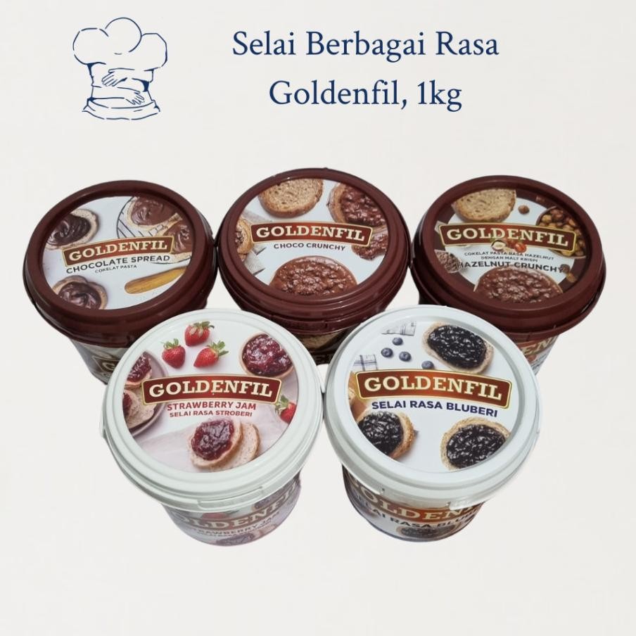 

Selai Goldenfil Strawberry Blueberry Choco Crunchy Hazelnut Crunch Chocolate Spread 1Kg