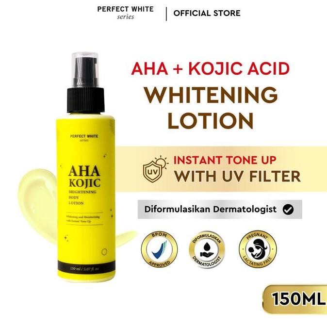 Promo / Terlaris [TWINPACK 2pcs] PERFECT WHITE AHA Kojic Brightening Body Lotion Instant Tone Up 150