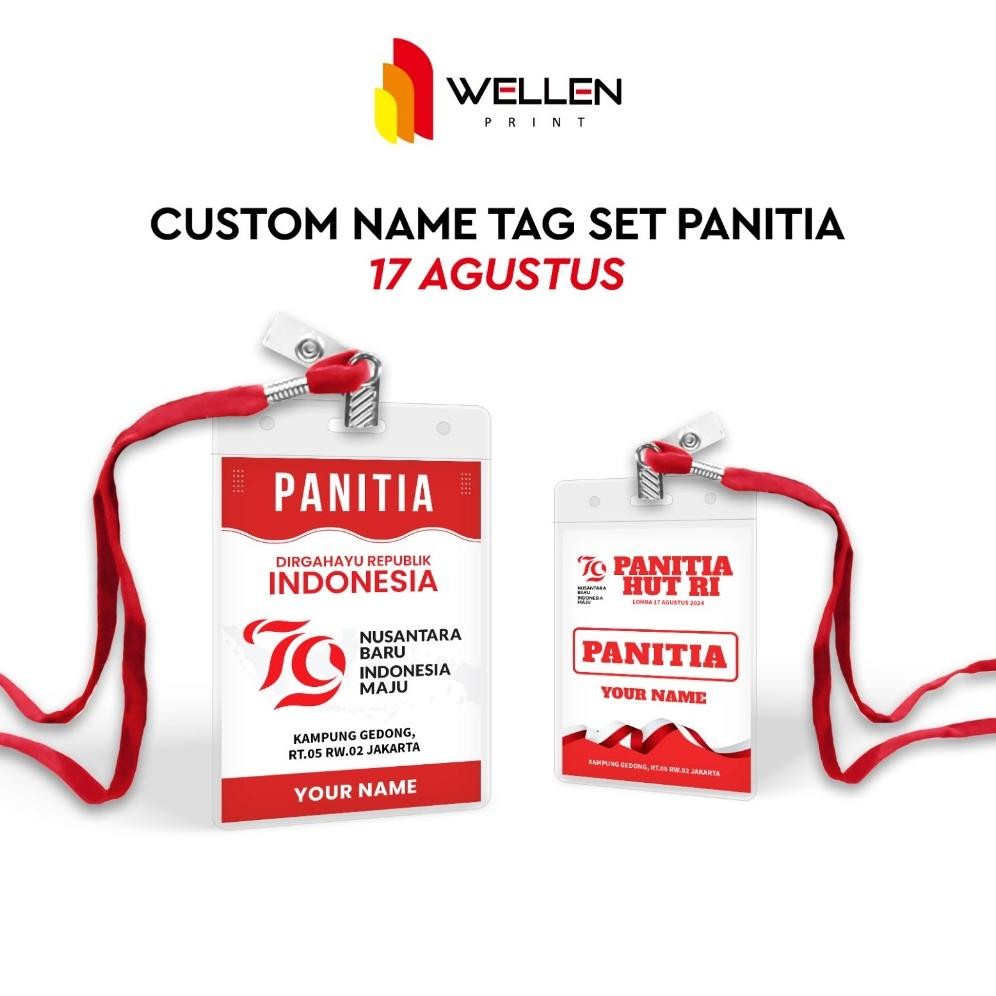 

Bas-12 Wellen Print - Cetak Name Tag Set Panitia 17 Agustus Custom / Print Id Card Kartu Panitia Lomba Hut Ri Kemerdekaan