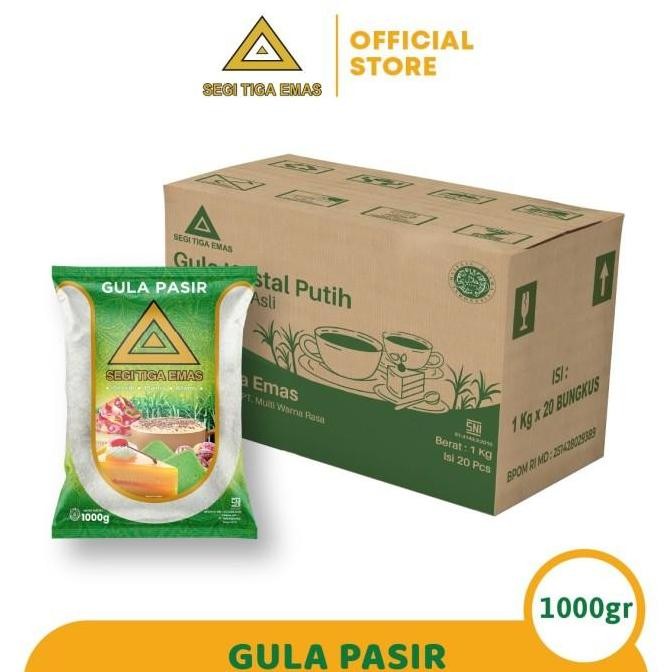 

Gula Pasir Segi Tiga Emas (1 Kg x 20pcs / Dus) GS