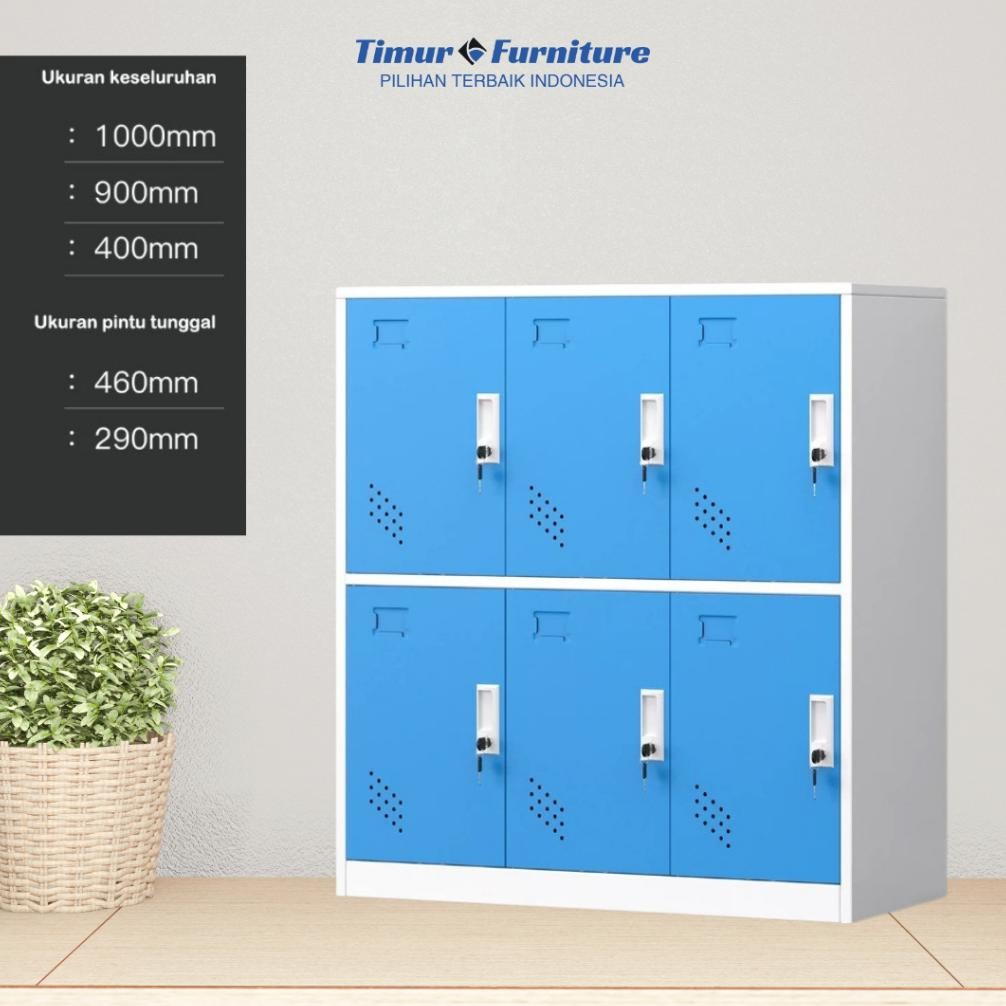 Loker Besi Sekolah Lemari 6 Pintu Serbaguna Loker Sepatu Loker Barang Loker Tas