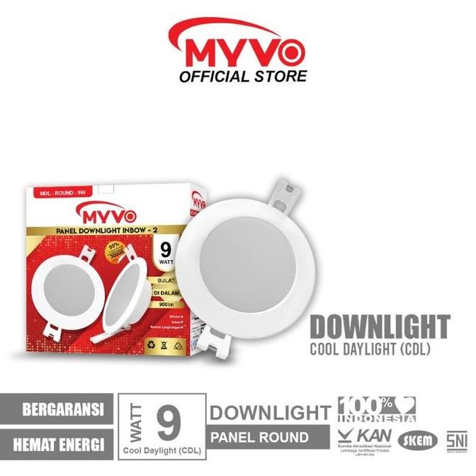 Lampu Downlight Led Panel Myvo 9W 9 W 9Watt 9 Watt Bulat Inbow Myvo Led Panel
