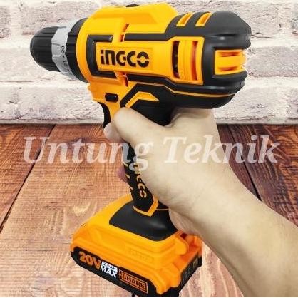 Tersedia Bor Baterai INGCO 20V Cordless Impact Drill Set + Koper & Baterai Lengkap