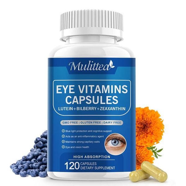 Mulittea Eye Vitamin Capsules With Lutein + Bilberry + Zeaxanthin Dukungan Mata Minus 120 Capsules