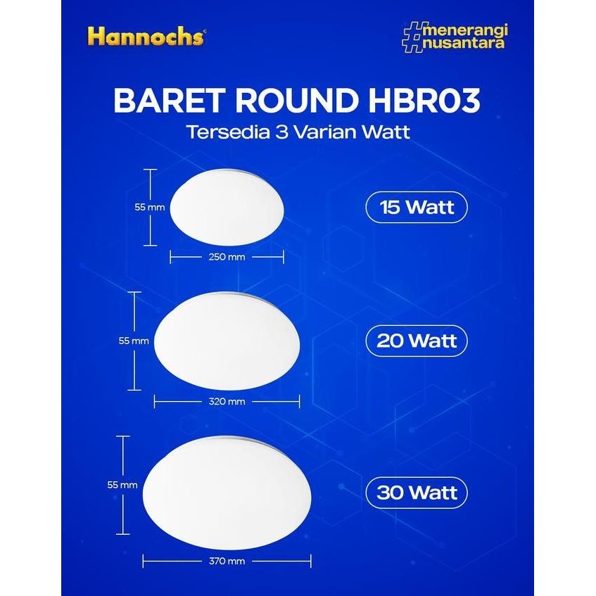 Lampu Ceiling Lamp Led Hannochs Baret Round 15W 20W 30W Hbr03