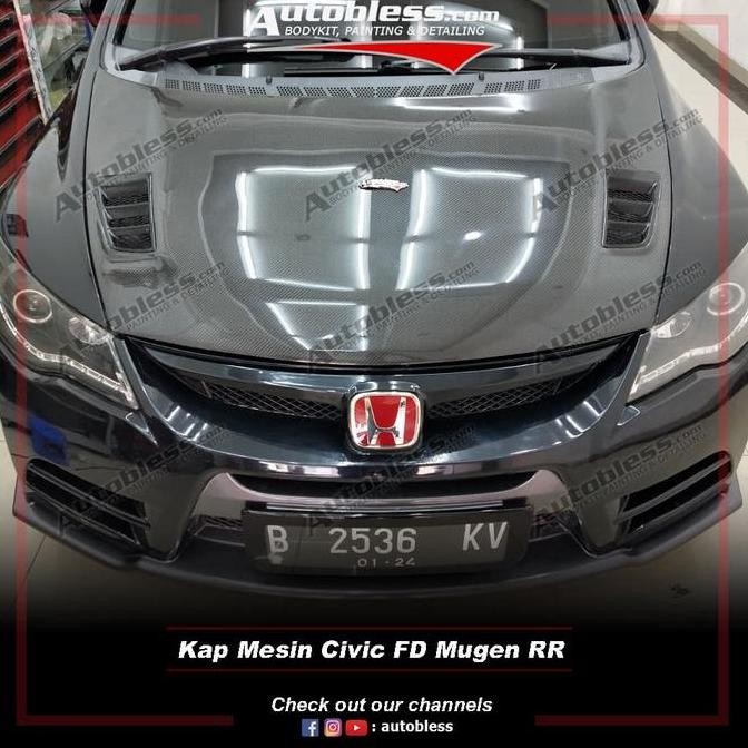 ready Kap Mesin Carbon Honda Civic FD (2006 - 2011) - Model Mugen RR