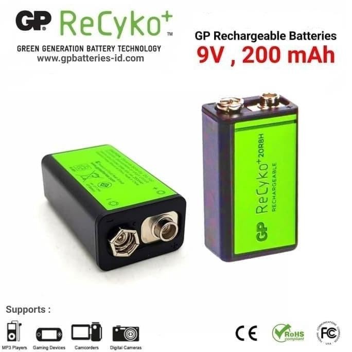 BATERAI 9V RECHARGEABLE GP RECYKO murah