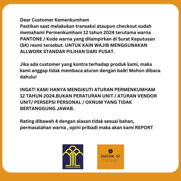 CELANA PDL LAPAS PDL IMRASI SERAGAM KEMENKUMHAM WANITA