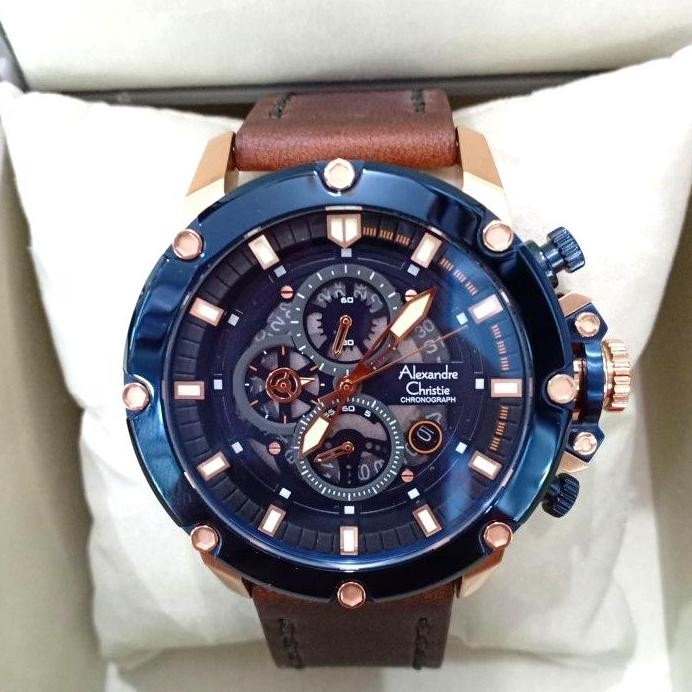 new  ALEXANDRE CHRISTIE AC6416 AC 6416 MAN BLUE ROSEGOLD Original