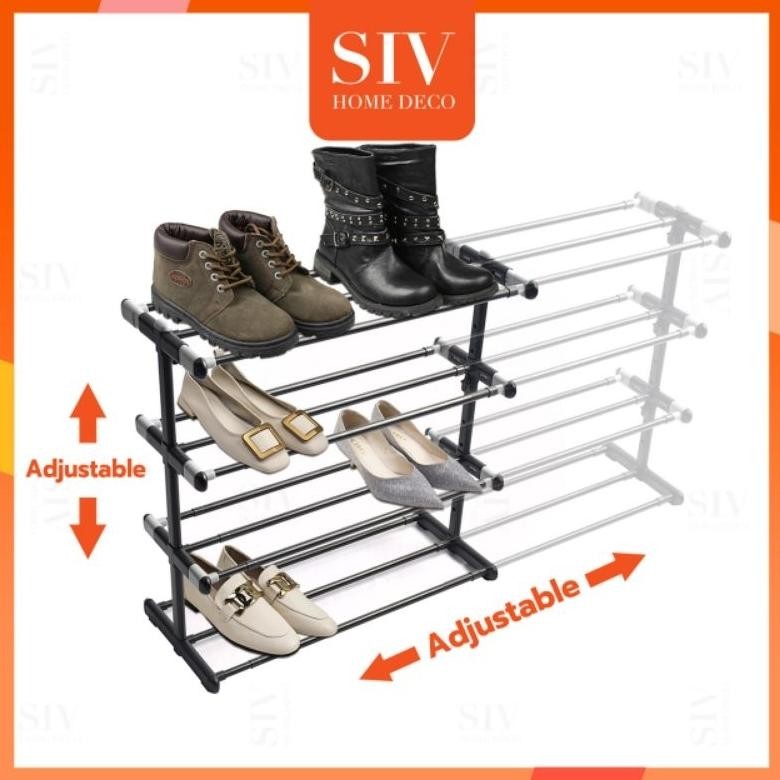 Rak Sepatu Yang Dapat Disesuaikan Rak Sepatu Besi Rak Sepatu Susun Serbaguna Untuk Sandal, Sepatu ke